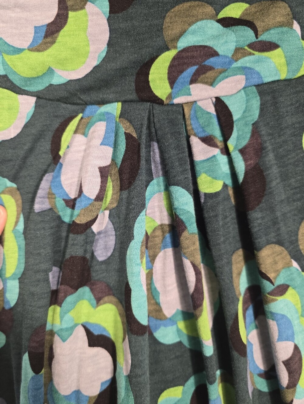Boden Faux Wrap Green Black Floral Stretchy V Neck 3/4 Sleeve Dress. Ladies 4 - Picture 4 of 9